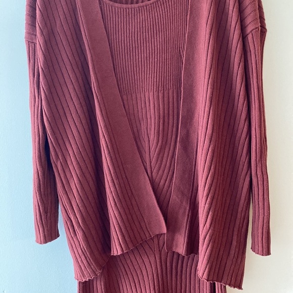 Anthropologie Colleen Ribbed Dress Sweater Cardigan Set - Picture 8 of 12